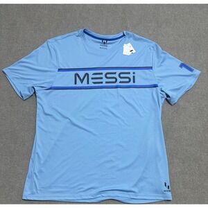 Messi Shirt Mens 3XL Light‎ Blue Performance Athletic Logo Number 10 Polyester